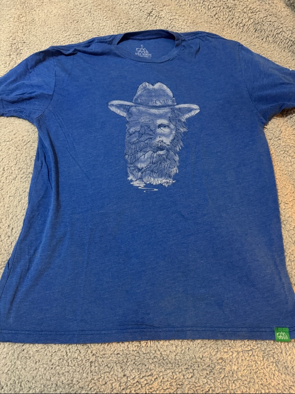 Blue Graphic T-Shirt with Nature Beard Illustration